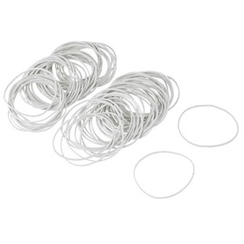 sourcing map 100 Pack Rubber Band Stretchable Elastic Band White 40mm x 1mm Hair Rubber Bands