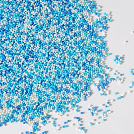 Blue Edible Pearl Sprinkles 2mm, Blue and White Sprinkles, Nonpareils Sprinkle for Cupcakes, Cakes, Donuts, Cookies, and Ice Cream(120g/4.23oz)