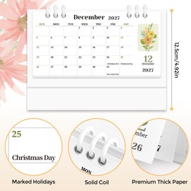 KONVINIT Small Desk Calendar 2026-2027, Pink Desk Calendar 2026 - Runs From January 2026 Until December 2027, 24 Months Desktop Calendar with a Giftable Box for School, Home & Office Supplies