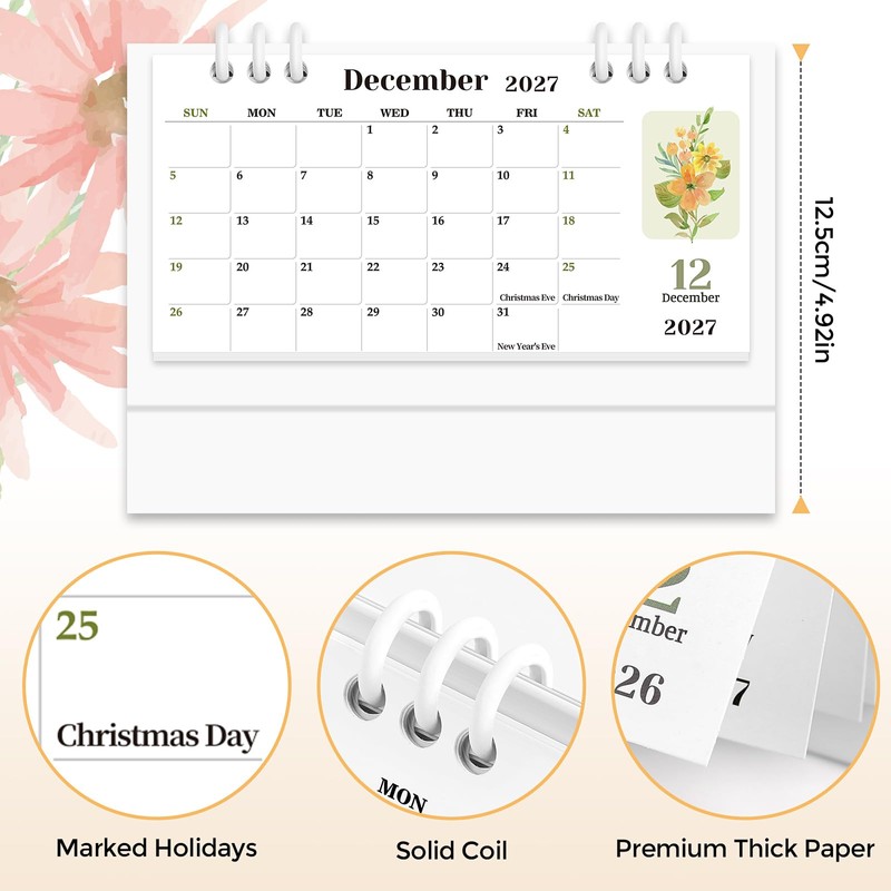 KONVINIT Small Desk Calendar 2026-2027, Pink Desk Calendar 2026 -