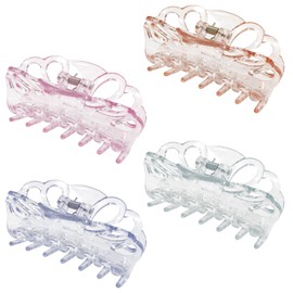 B.PHNE Clear Hair Claw Clips for Women, Big Butterfly Banana Clips,3.5" Non-slip Hair Claw Clips for Women, Strong Hold Jaw Clip, Transparent Hair Clamps for Thin Hair, Hair Barrettes for Women