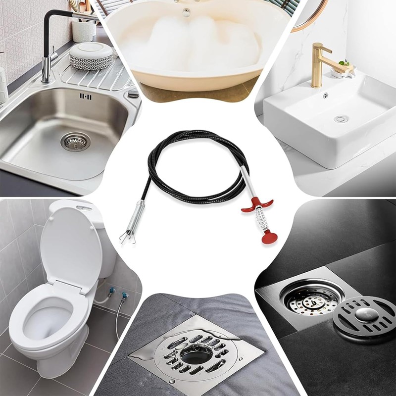 SHUOGUO Upgraded Drain Snake, 61 inch plumbing snake，Sink Snake Drain