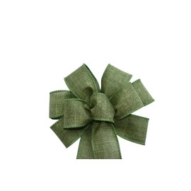 Handmade Small 5-6" Hand Made Wired Wreath Bow -Linen - Moss Green