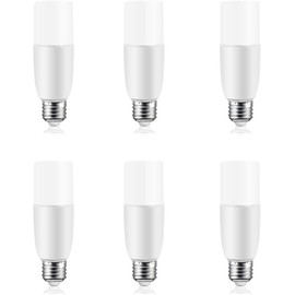 Bombillas tubulares LED de 6 W, equivalente a 60 W, bombilla de bajo consumo de energía, 600 lm, luz diurna E26 6500 K, no regulable, paquete de 6