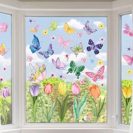 Window Stickers, Window Decoration Flowers, Window Stickers Spring Summer for Glass, Children's Room, Bathroom