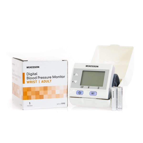 McKesson Digital Blood Pressure Monitor, Wrist Cuff, One Size Fits Most, 8 Count