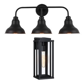 pasentel 15" Outdoor Wall Light Fixtures and 3-Light Bathroom Vanity Light