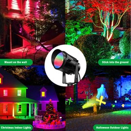 JIAQIYAN Landscape Spotlight RGB Outdoor LED Spotlight Landscape Lighting 12W Color Changing Landscape Lights with Remote Control 120V RGB Waterproof Spot Lights Outdoor 4 Pack