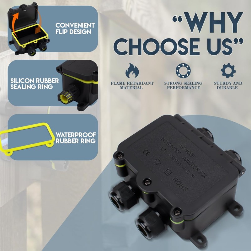 Innfeeltech LF-2068-4H Electrical Junction Box Waterproof Outdoor Waterproof Cable Junction