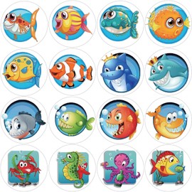 Hohamn 600Pcs Sea Animals Stickers for Kids 16 Designs 1.5 Inch Ocean Animal Stickers Roll for Kids Party Favors Teacher Reward Encouragement Motivational Stickers