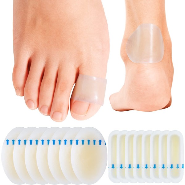 Sumifun Blister Pads, 15 Packs Blister Bandages, Waterproof Hydrocolloid Seal Adhesive Blister Prevention for Heels, Feet, Toes, Gel Blister Cushions