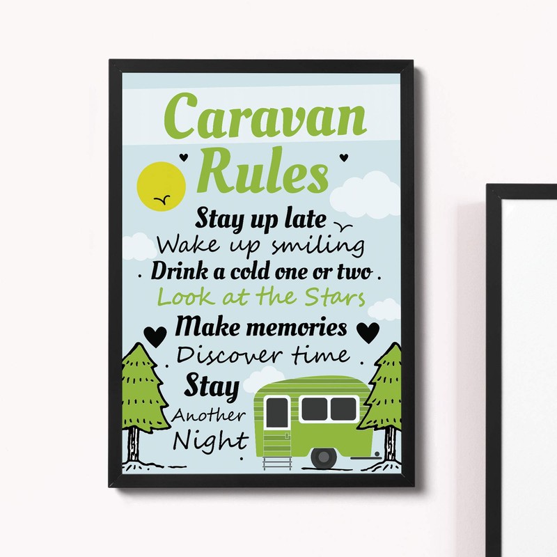 RED OCEAN FRAMED Caravan Rules Print Caravan Accessories Caravan Gift