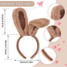 YEWCEP Rabbit Costume Children, Rabbit Ears, Plush Rabbit Ears Headband, Rabbit Ears Accessory, Rabbit Ears Costume Dress Up for Children Girls Women (Brown Thick Pattern)