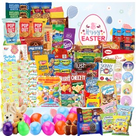 Easter Snack Box (114 Count) Filled with Candy, Peelable Gummies, Treats, Bunny and More, Great Package for Family, Friends, Kids, Boys and Girls