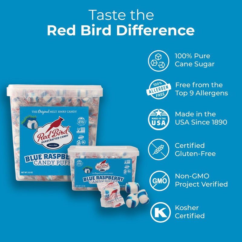 Red Bird Blue Raspberry Candy, Individually Wrapped, Unique Candy, 22
