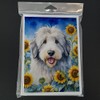 Caroline's Treasures Old English Sheepdog in Sunflowers Greeting Cards Pack
