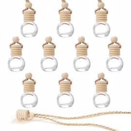 LSRVNM LSRVNM 10 Stcke 8ml Auto Parfm Flasche Leer, Duft Diffusor fr Auto, Glasflaschen Diffusor, Nachfllbar, Wiederverwendbar, fr Auto, Zuhause, Bro, Parfm Decor(Runden)