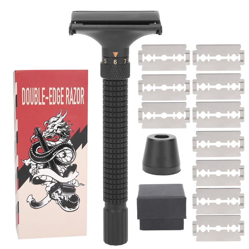 Men Manual Razor Blade Base Set Adjustable Brass Double Edge