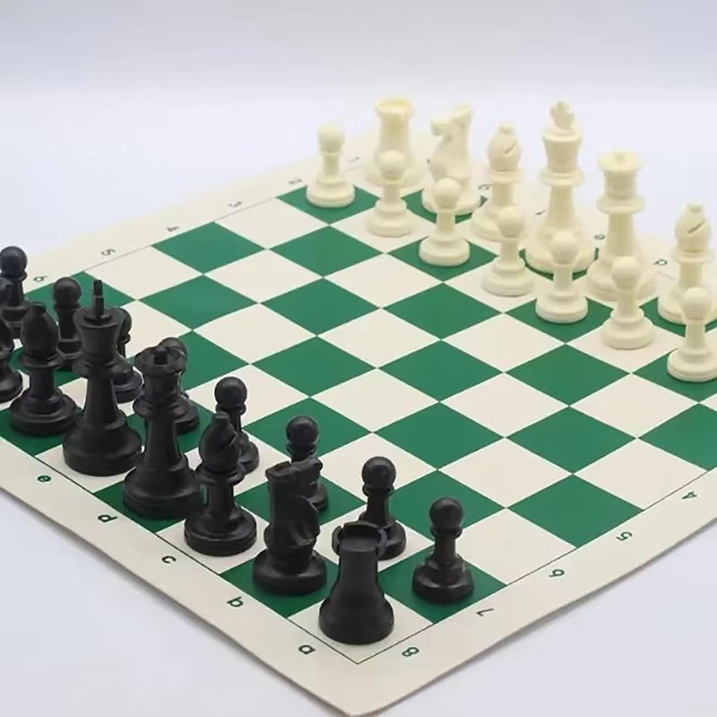Portable Travel Chess – 16.9" Roll-Up Faux Leather Board with