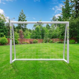 Vallerta® Soccer Goal 12x6Ft/10x6Ft Portable Weatherproof PVC Frame with 2 Nets, Carry Bag and Ground Stakes, Youth Regulation Sizes for Kids and Adults, Outdoor/Indoor. (12'X6')
