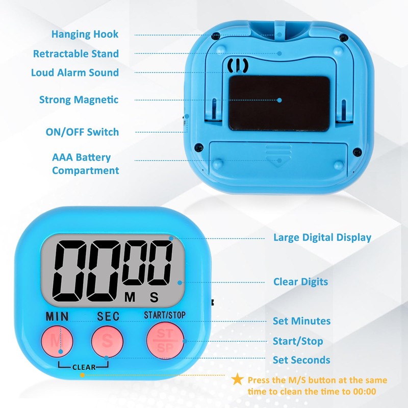 ZILLEEN Classroom Timer for Kids Teachers Digital Timers, Blue Green