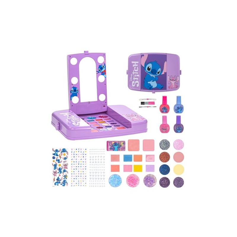 Stitch Set de Maquillaje con Espejo Luminoso Gloss y Esmalte
