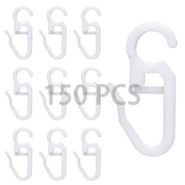VACUBXBY 150 Pack Curtain Hooks Plastic White, Premium Drapery Hooks for Windows, Doors & Shower Curtains, 3.2 x 1.8cm