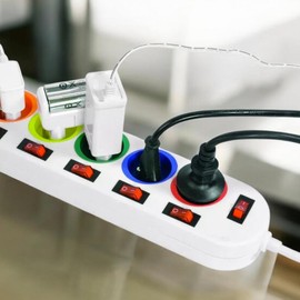 Power Strip Colour 5 Sockets with Individual Switches 16A 230V 50Hz 3680W Maxi