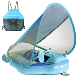 Mambobaby Float Add Tail Baby/Infant Swim Float with Canopy, Non-Inflatable Solid Upgrade Soft Waterproof Skin-Friendly Leather Material (Standard Edition Gradient)