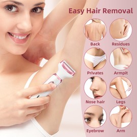 Women's Electric Razor Bikini Trimmer, 4-in-1 Cordless Shaver for Face, Legs, Underarms, Pubic Hair – Wet/Dry Use, Painless Hair Removal