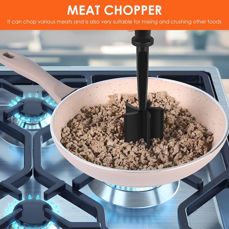 3Pcs Meat Chopper,Ground Beef Chopper with 5 Blade Head, Masher