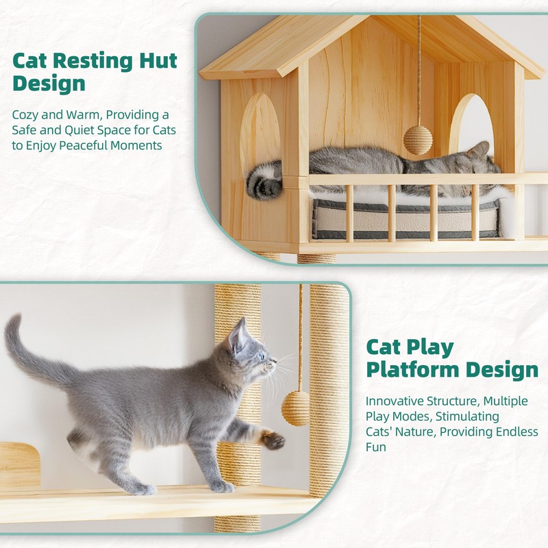 Homiflex Wood Cat Tower for Automatic Litter Box, 60.2" H