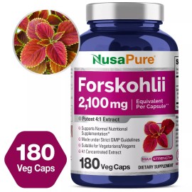 NusaPure Forskolin 2100mg Per Veggie Caps - 180 Capsules (Non-GMO & Gluten Free)
