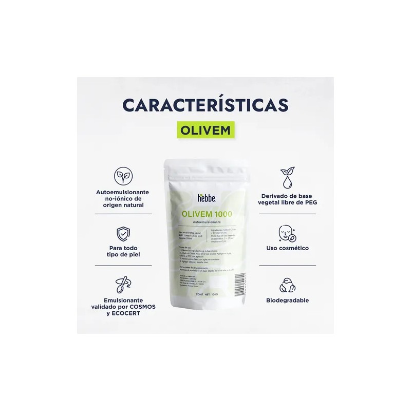 Hebbe Olivem 1000 Autoemulsificante Cosmético 100 g Piel Mixta