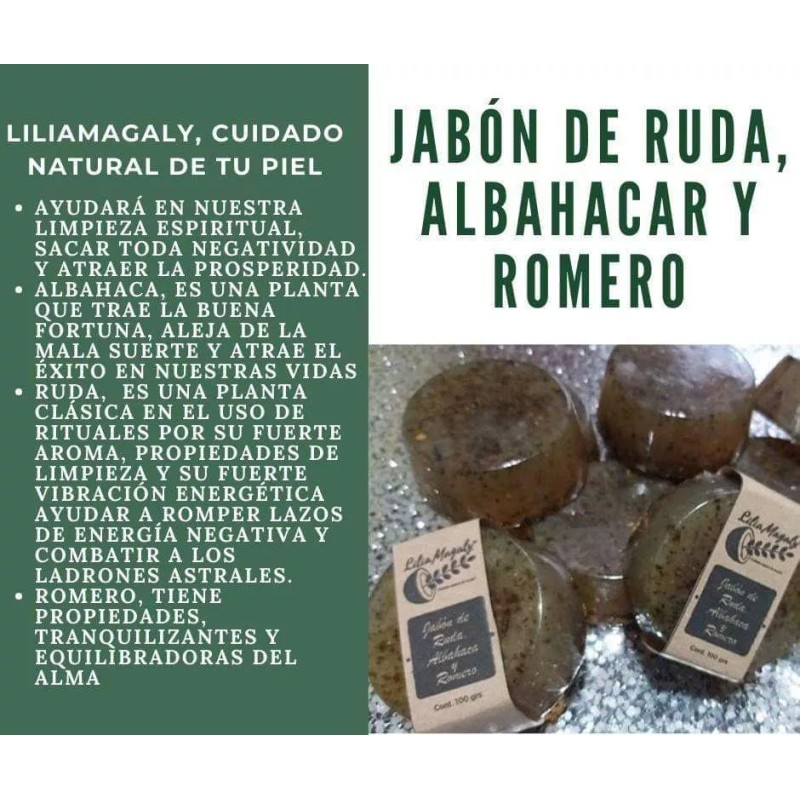 Liliamagaly, Cuidado Jabón De Ruda, Albahaca Y Romero 100 Grs.