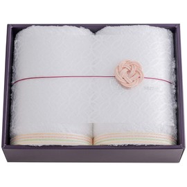 Imabari Towel Gift sara-la "Edge-en-" Face Towel, 2 Pieces, White, Made in Japan