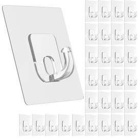 Latoxcaa Large Adhesive Hooks, 33lb Heavy Duty Utility Hooks for Hanging, 30 Pack Damage Free Sticky Hanging Hooks, No Trace Self-Adhesive Wall Hooks for Kitchen Bathroom Office Multiple Uses