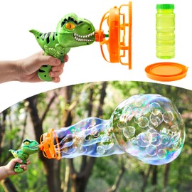 SYNCFUN Dinosaur Bubble Gun Blower Toy, Bubble Machine with Solution Refill, Outdoor Toy for Kids, Boys, Girl, Party, Summer,Outdoor, Birthday