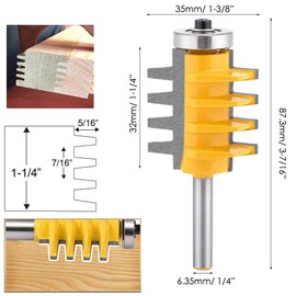 Bestgle 1/2" Shank Reversible Finger Glue Joint Router Bit Woodworking Milling Cutter Tool