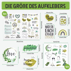 9 Photos, Wedding Stickers, Guest Book Set, Hand-Drawn Vintage Stickers with Love Messages, Decorative Stickers, Wedding, Scrapbook Stickers, for Photo Album & Scrapbook