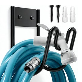 HOMNATURE Garden Hose Holder Wall Mount, Heavy Duty Metal Water Hose Hanger for Outside, Sturdy Hose Reel Hooks for Garden, Garage or Yard Storage