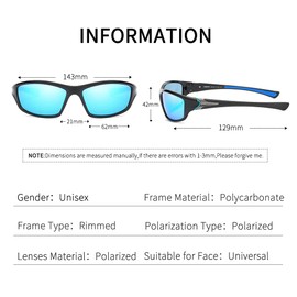 HGDGears Polarized Sports Sunglasses for Outdoor Cycling Driving Golf Running Fishing,Tr90 Superlight Frame Eyewear Sun Glasses(UV400 Unisex) (A-Blue)