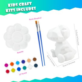 FGZU DIY Dino Lamp Crafts for Girls from 4 5 6 7 8 Years, Crafts for Girls and Boys, Craft Sets Children, Kids Toy, Creative Gifts for Children Aged 6-12 Years (Dino Lamp)