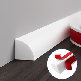 Jaspond Flexible Quarter Round Molding, 59Inch Self-Adhesive Silicone Rubber Trim Molding, Peel and Stick Quarter Round Trim Bendable Molding Trim for Floor, Bathrooms, Kitchens, Countertops