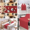 BAZIOE Linen Look Table Runner, Red, 180 x 32 cm,