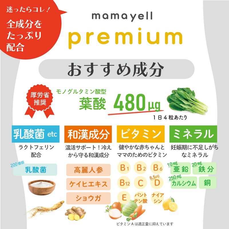 Mamayell Premium mamayell premium Folic Acid High Content 480μg Supplement