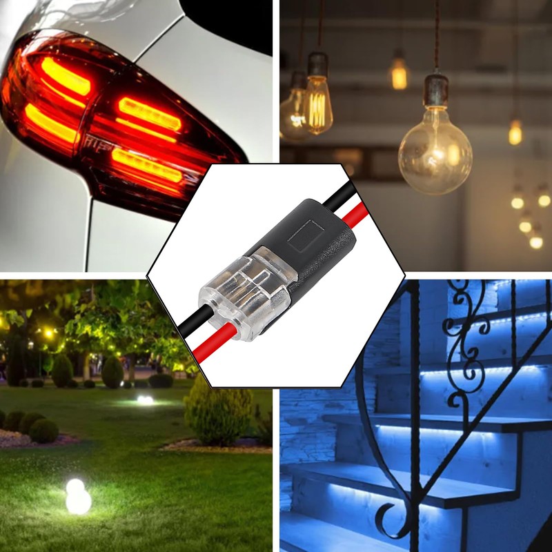 50PCS Pluggable LED Wire Connectors, 2 Pin 2 Way Universal