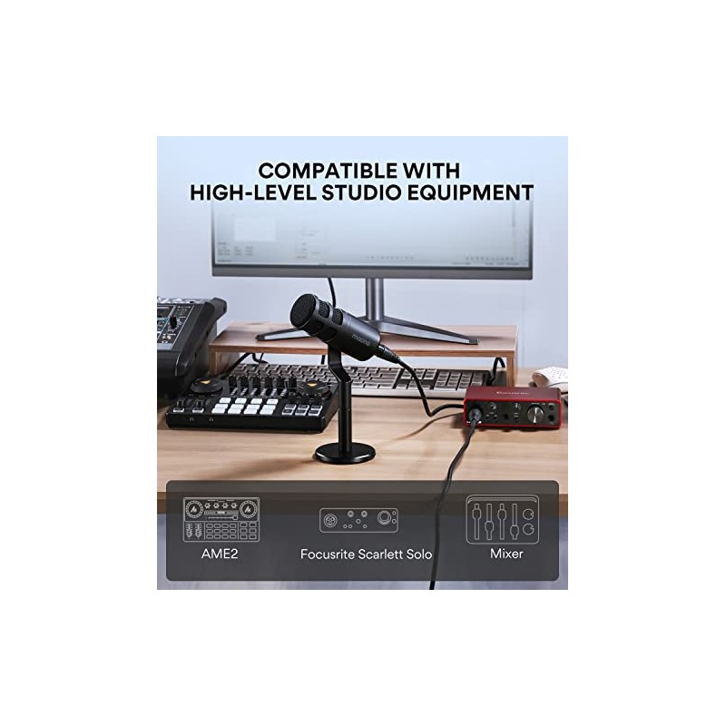 MAONO Micrófono PC Dinámico XLR, Micrófono Podcast Cardioide para Streaming,