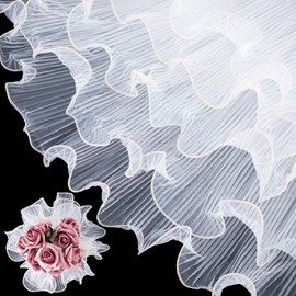 Joez Wonderful 4.37 Yards Flower Wrapping Paper Gold Edge, White Bouquet Wrapping Paper, Floral Wrapping Mesh Paper for Valentines Florist Supplies Wedding Gift Packaging Christmas Decor (1pcs)