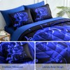 WONGS BEDDING Blue Comforter Set King 7 Pieces, Reversible Blue